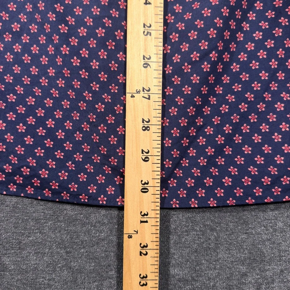 J. Crew Button Down Shirt Mens Large Navy Blue Floral Secret Wash Slim Stretch